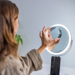 Bathroom Wireless Charger with Mirror Round LED 8inch