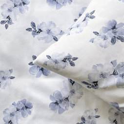 Satinpåslakan 2-dels Mona vit/blå