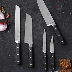 Knivsæt Pluton 5 dele stål/sort
