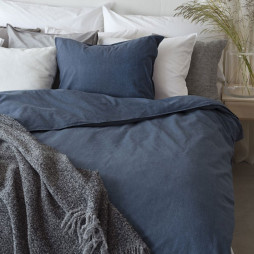 2-delt sengesæt Washed Mørkeblå