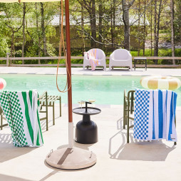 Badehåndklæde Rio 90x150 cm blå/hvid