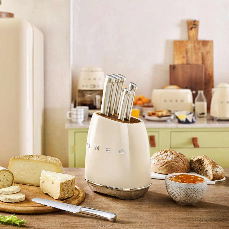 Knivblok med knive Creme