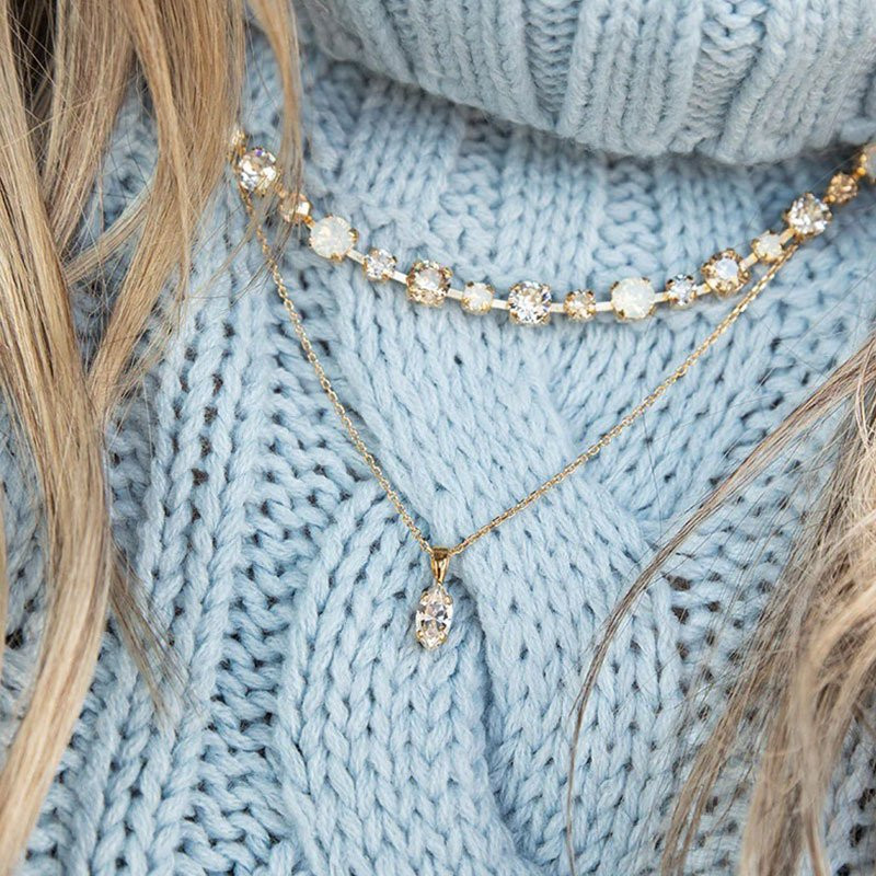 Petite Navette Halsband  Gold Crystal