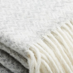 Wool Throw - Herringbone - Light Grey