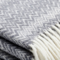Wool Throw - Herringbone - Grey Blue