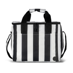 rPET City striped cooler bag large 20 liters black/white