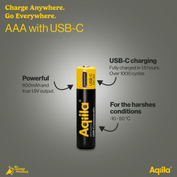 Uppladdningsbart USB-C Lithium batteri AAA 1,5V 4-p