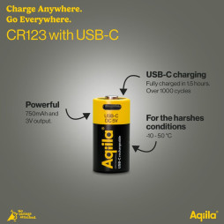 Uppladdningsbart USB-C Lithium batteri CR123A 2-p