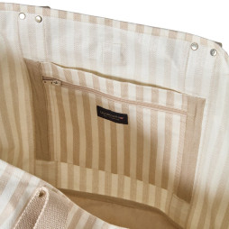 Organic Herringbone beach bag beige/white striped