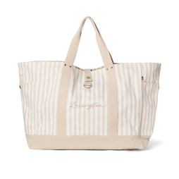 Organic Herringbone beach bag beige/white striped