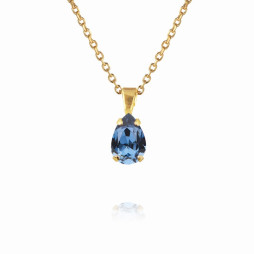 Necklace Petite Drop Gold Denim Blue