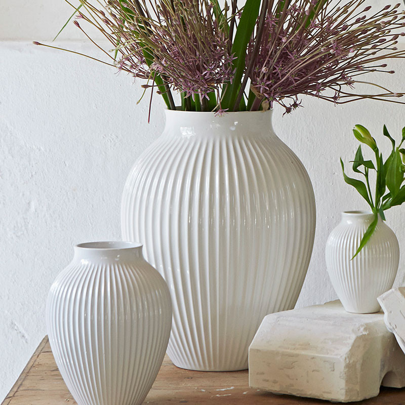 Vase 35 cm Ripple White