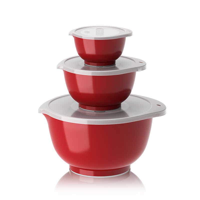 Margrethe Bowl set 3-pack with lid Red