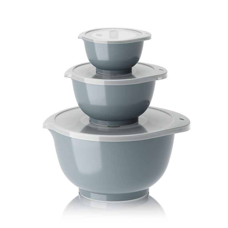 Margrethe Bowl set 3-pack with lid Dusty Blue