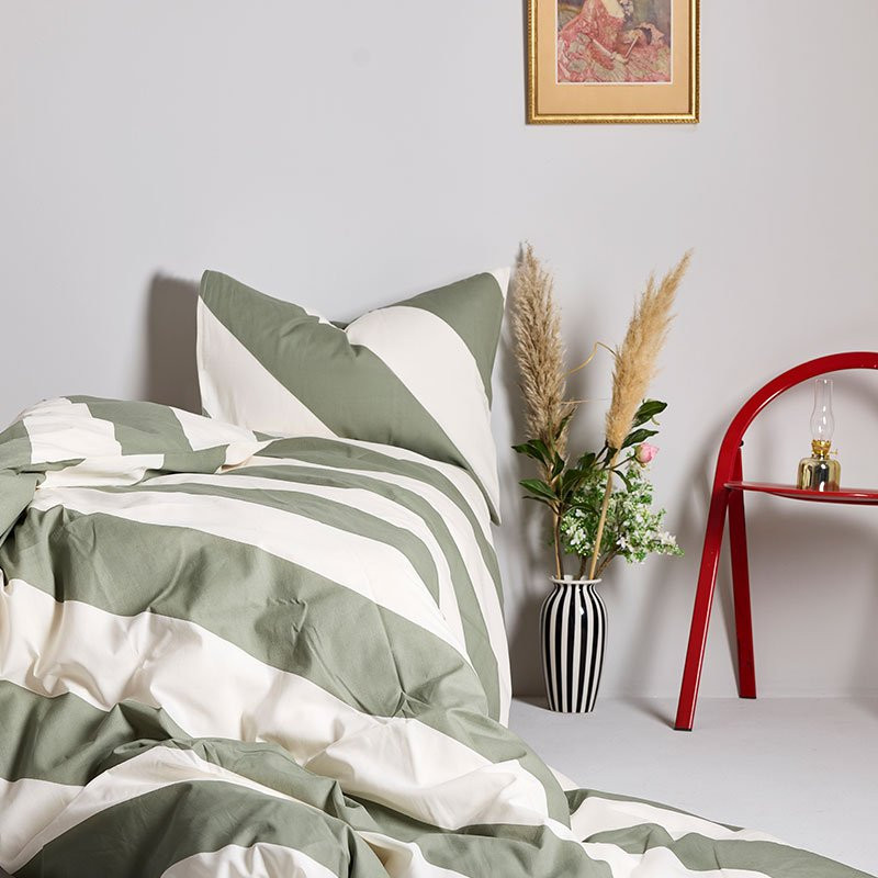 Bedding Set 4-piece Jolie Green Stripe