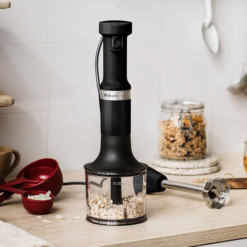 Hand blender with chopper, whisk & mixing bowl, black