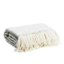 Ullpläd - Fiskben - Ljusgrå