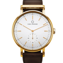 Klocka Ryolit 32 White Deluxe Gold DK Brown Leather