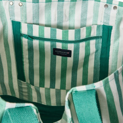 Strandväska Organic Herringbone grön/vit rand