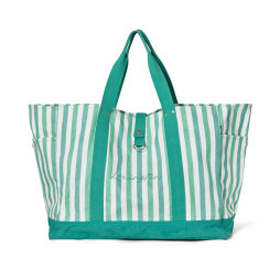 Strandväska Organic Herringbone grön/vit rand