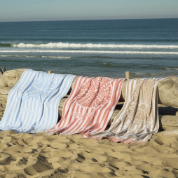 Strandhandduk i bomullsvelour 100x180 cm, beige