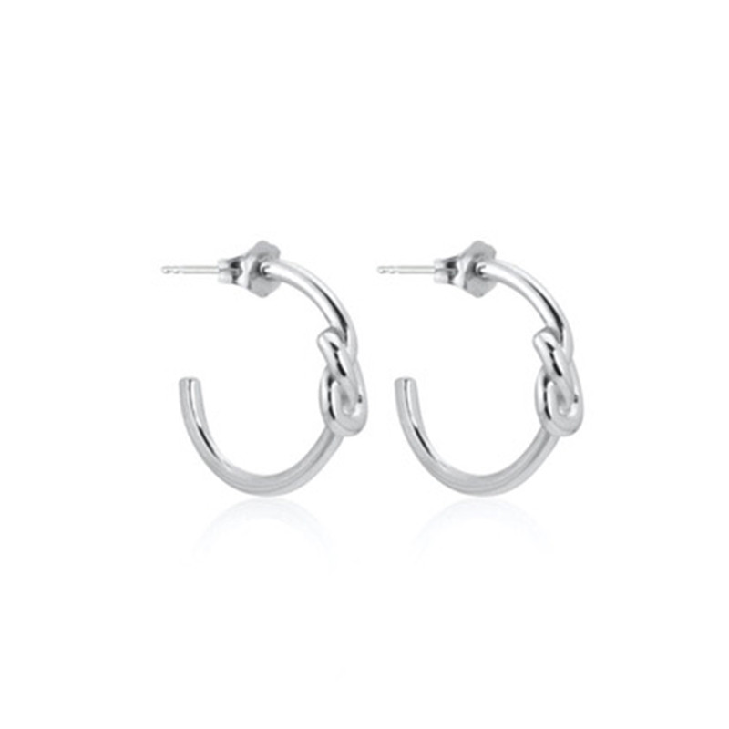 Knot mini hoops Recycled silver rhodium plating