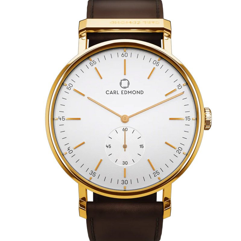 Klocka Ryolit 32 White Deluxe Gold DK Brown Leather