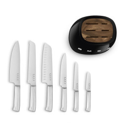 Knivblokk med kniver Svart