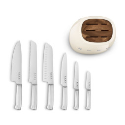 Knivblokk med kniver Creme