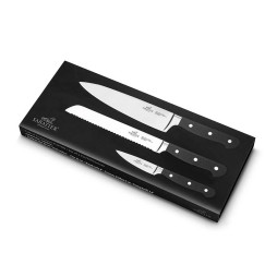 Knivsett Pluton 3 deler stål/svart