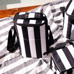 rPET City stripet kjølebag høy 9 liter svart/hvit