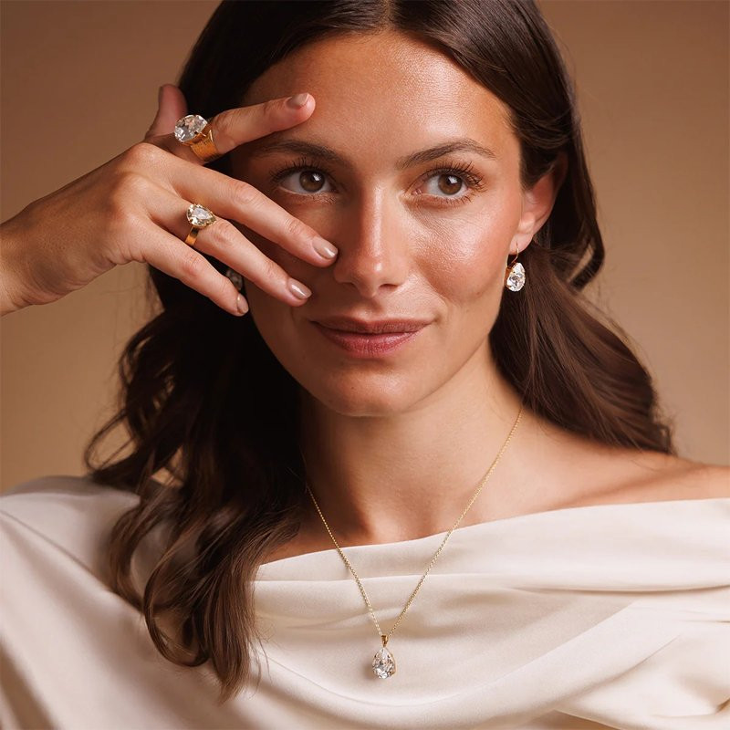 Øredobbene Mini Drop Clasp Gold Crystal